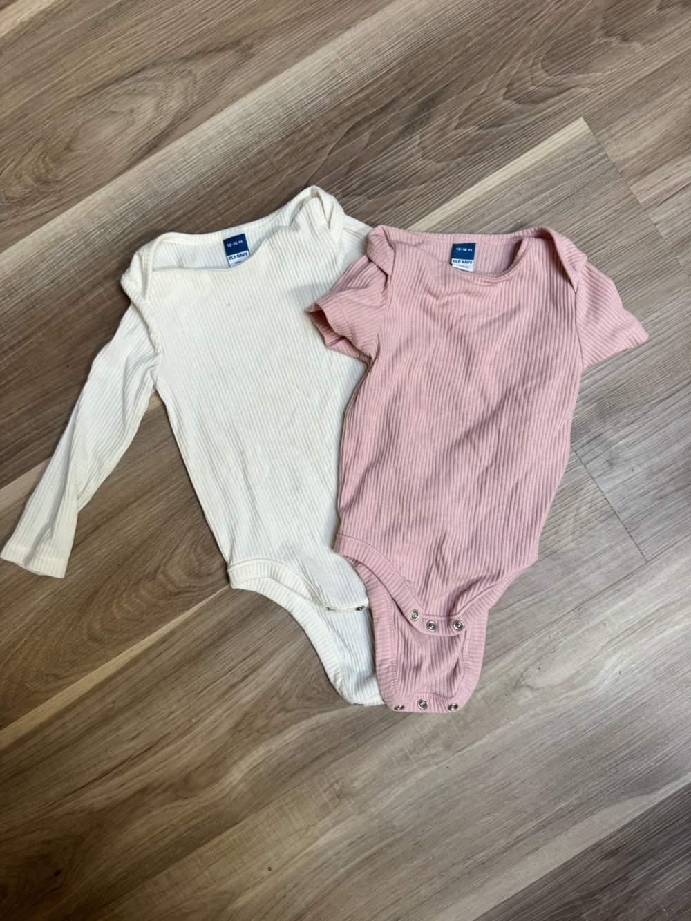 Old Navy Baby Ribbed Onesies in Pink and Cream bundle